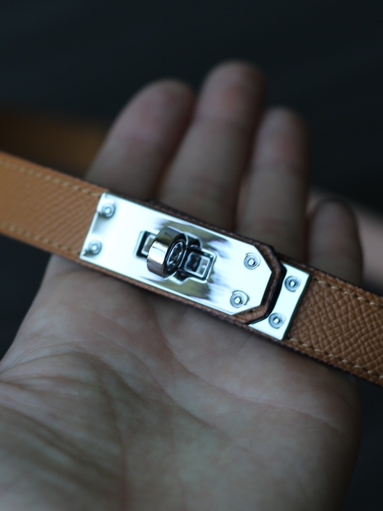 Vera Pelle Tan Leather Belt with Silver Tone Buckle main image 5